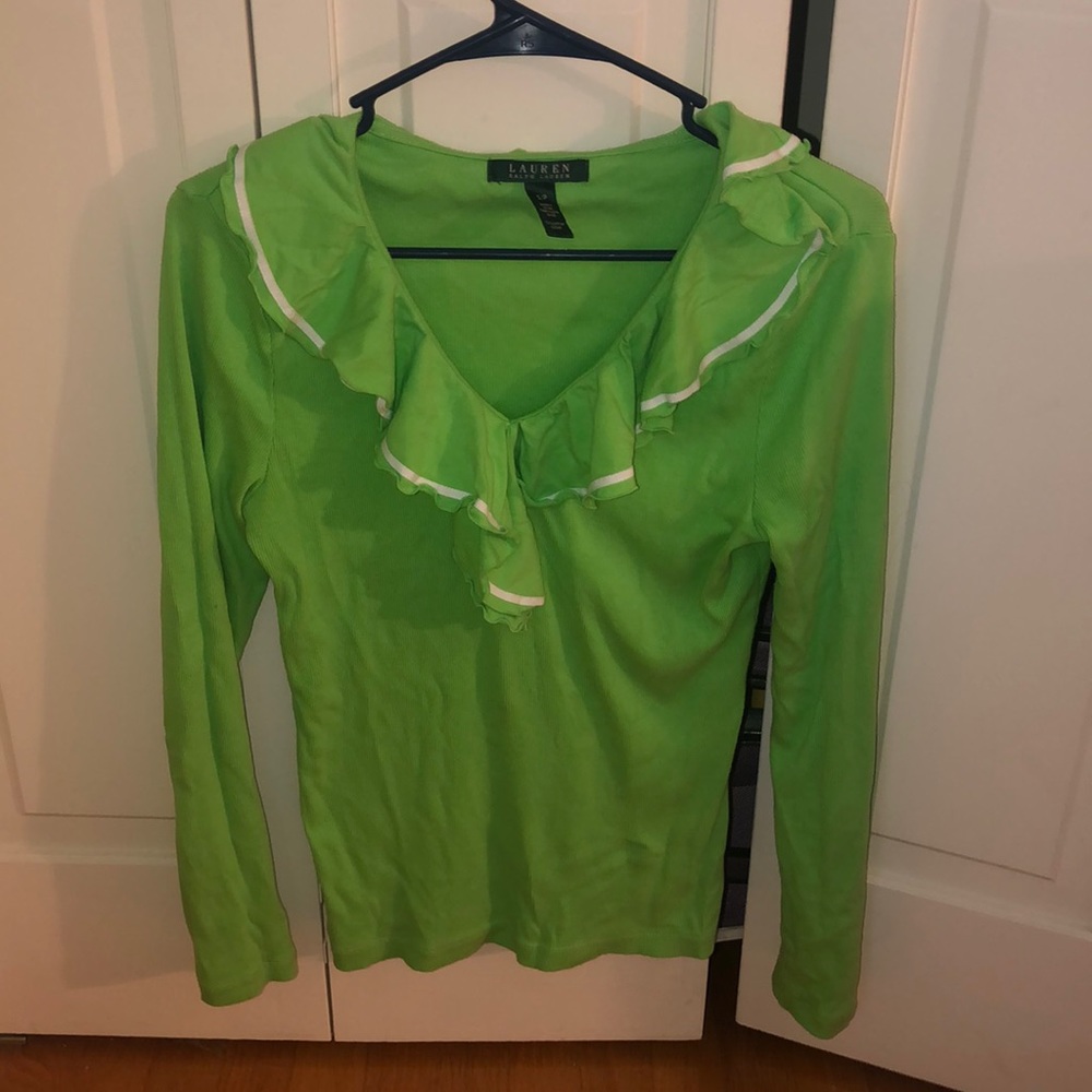 Green ruffle Ralph Lauren sweater